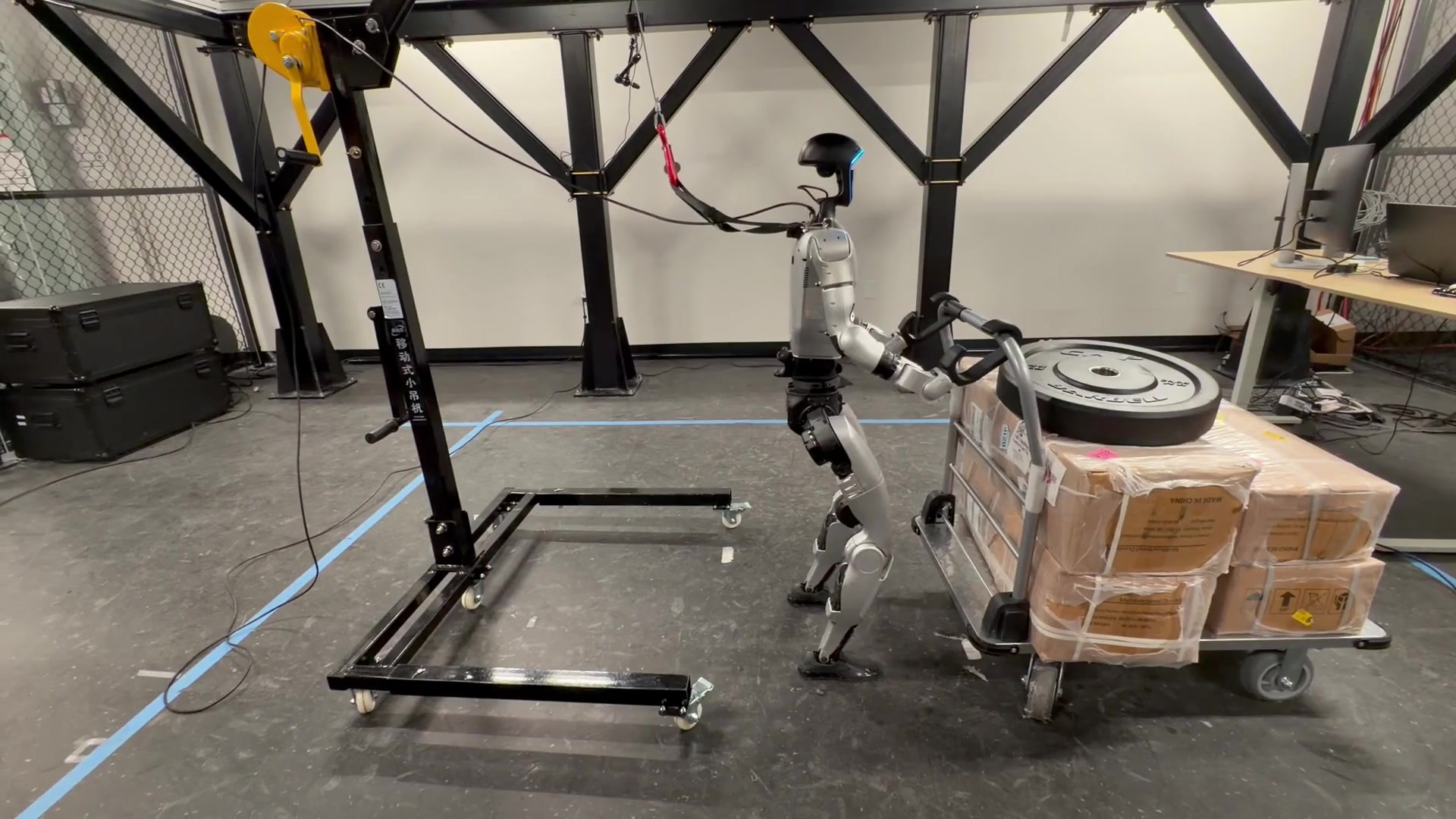 AMO performing cart pulling in the supplementary hardware experiment