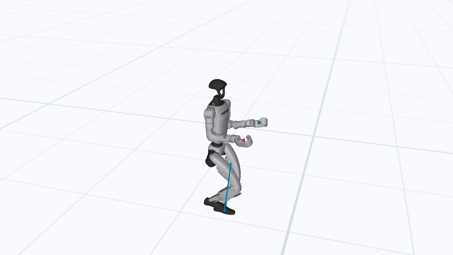 Frozen force-teacher robot with locomotion force arrows and no motion-forecast overlays